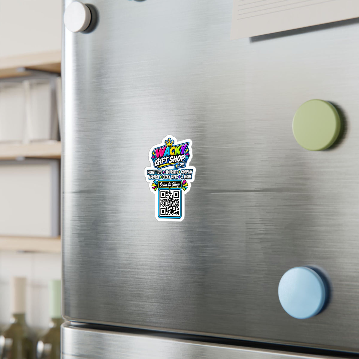 Scan to Shop WackyGiftShop.com QR Code Kiss-Cut Vinyl Sticker