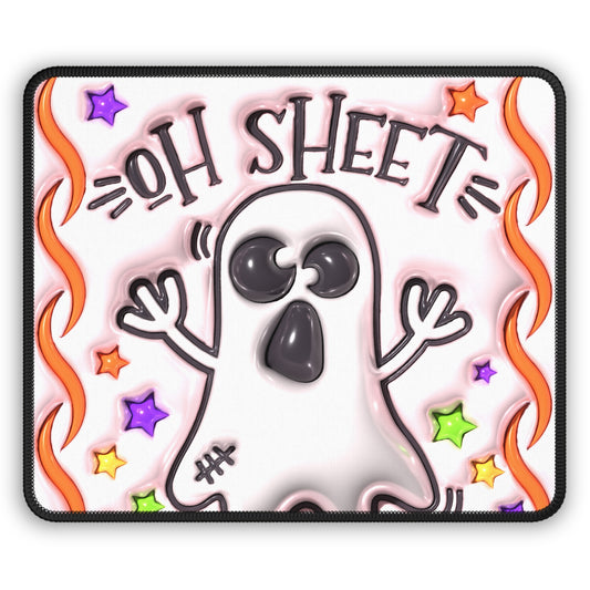 Oh Sheet Mouse Pad – 9x7 Neoprene Desk Mat with Funny Ghost and Halloween Design