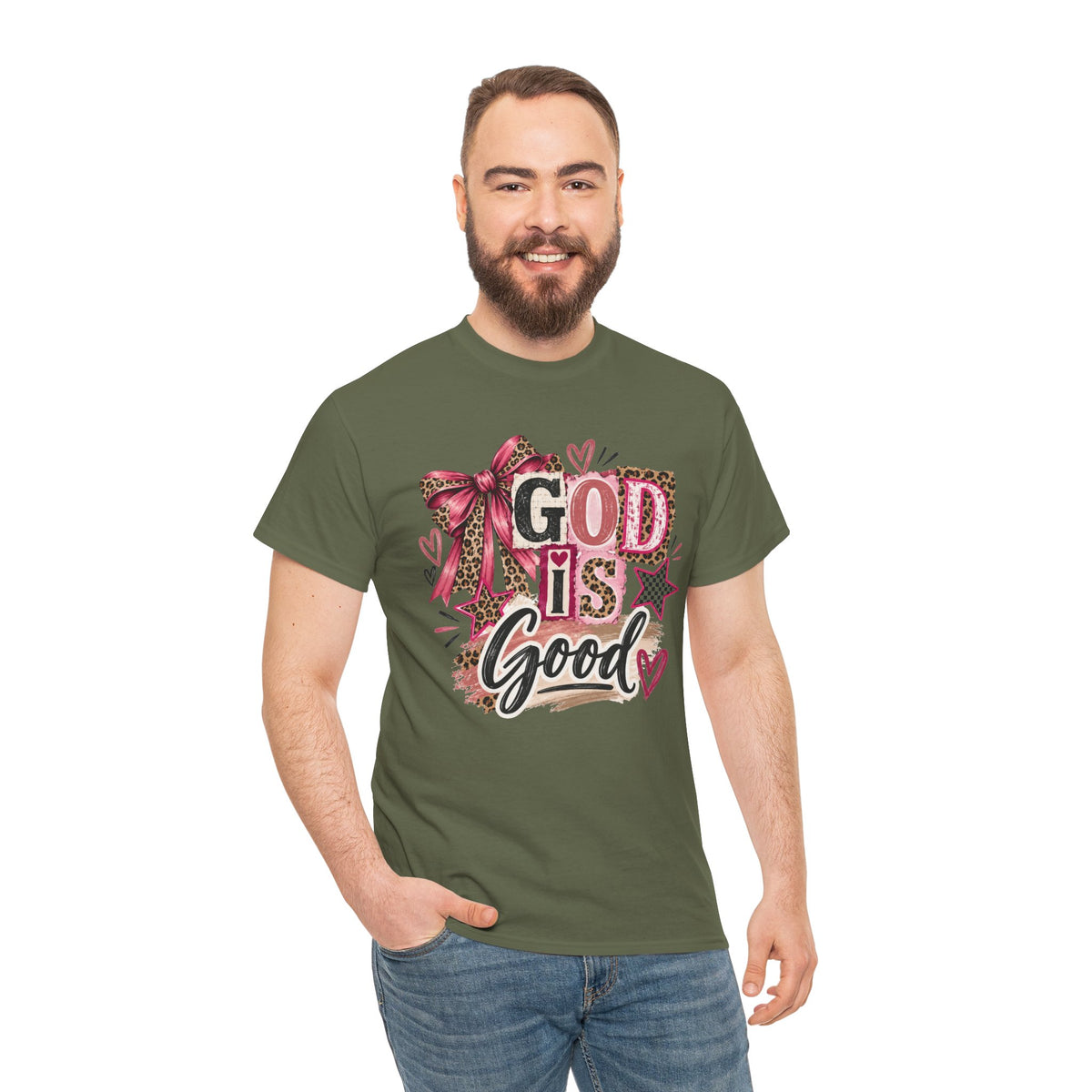 God Is Good Leopard Bow Christian T-Shirt