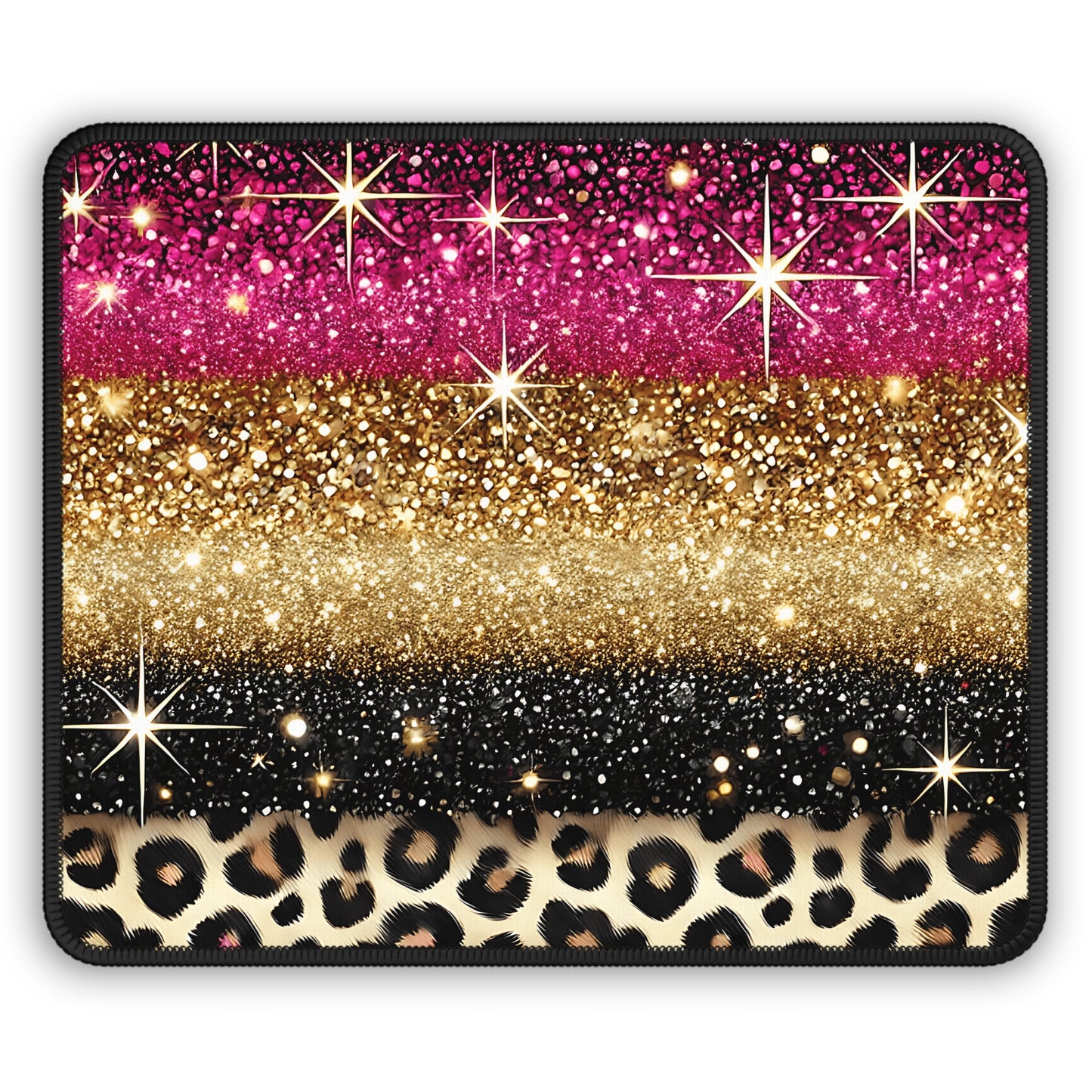 Pink & Gold Glitter Leopard Mouse Pad