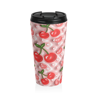 Cherry Bomb Pink Cherry Stainless Steel Travel Mug