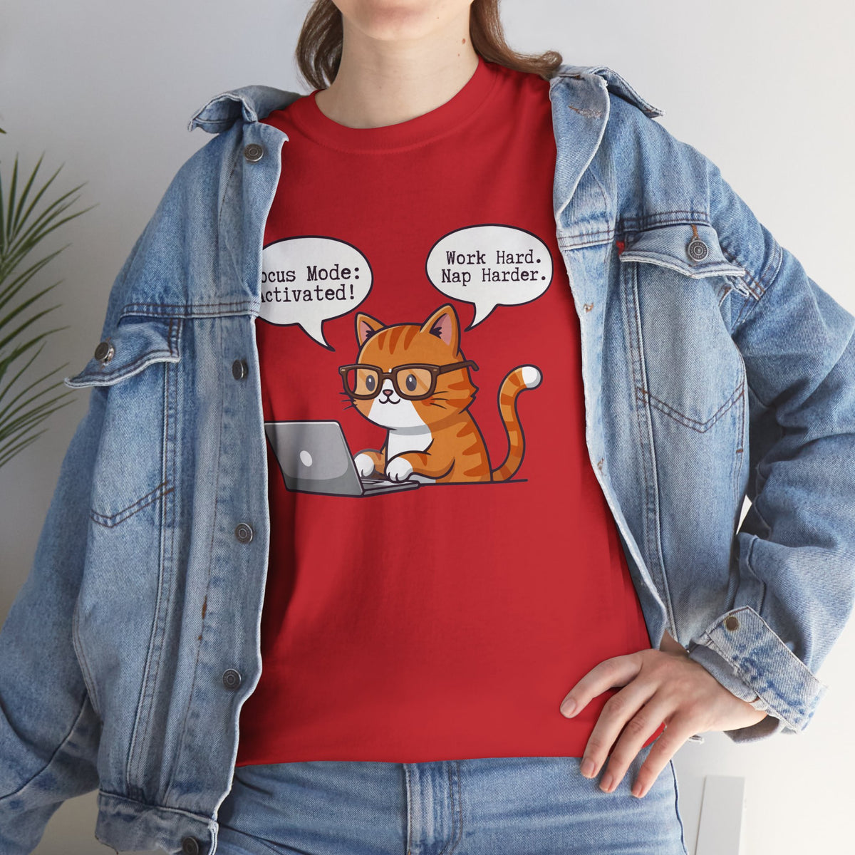 Focus Mode Activated – Work Hard, Nap Harder Cat T-Shirt