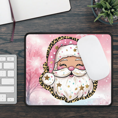Pink Leopard Santa Mouse Pad