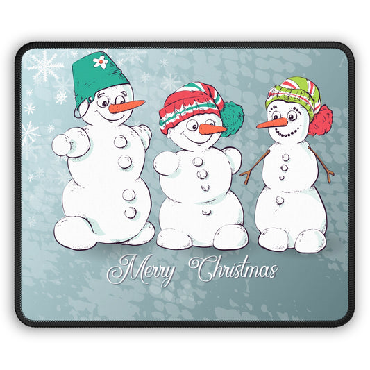 Snowman Family Mouse Pad – 9x7 Neoprene Desk Mat with Merry Christmas Design