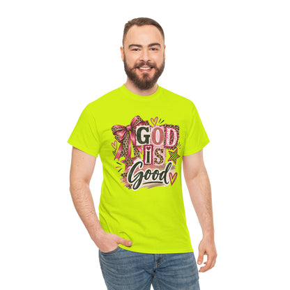God Is Good Leopard Bow Christian T-Shirt