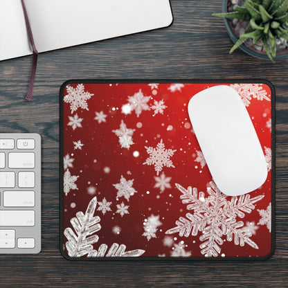 Classic Red Snowflake Christmas Mouse Pad