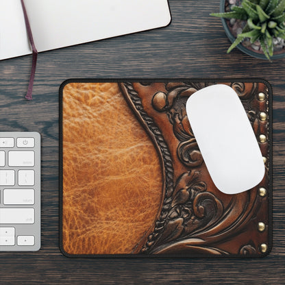 Rustic Tooled Leather Mouse Pad