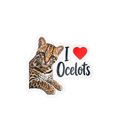 I Love Ocelots Kiss-Cut Vinyl Sticker