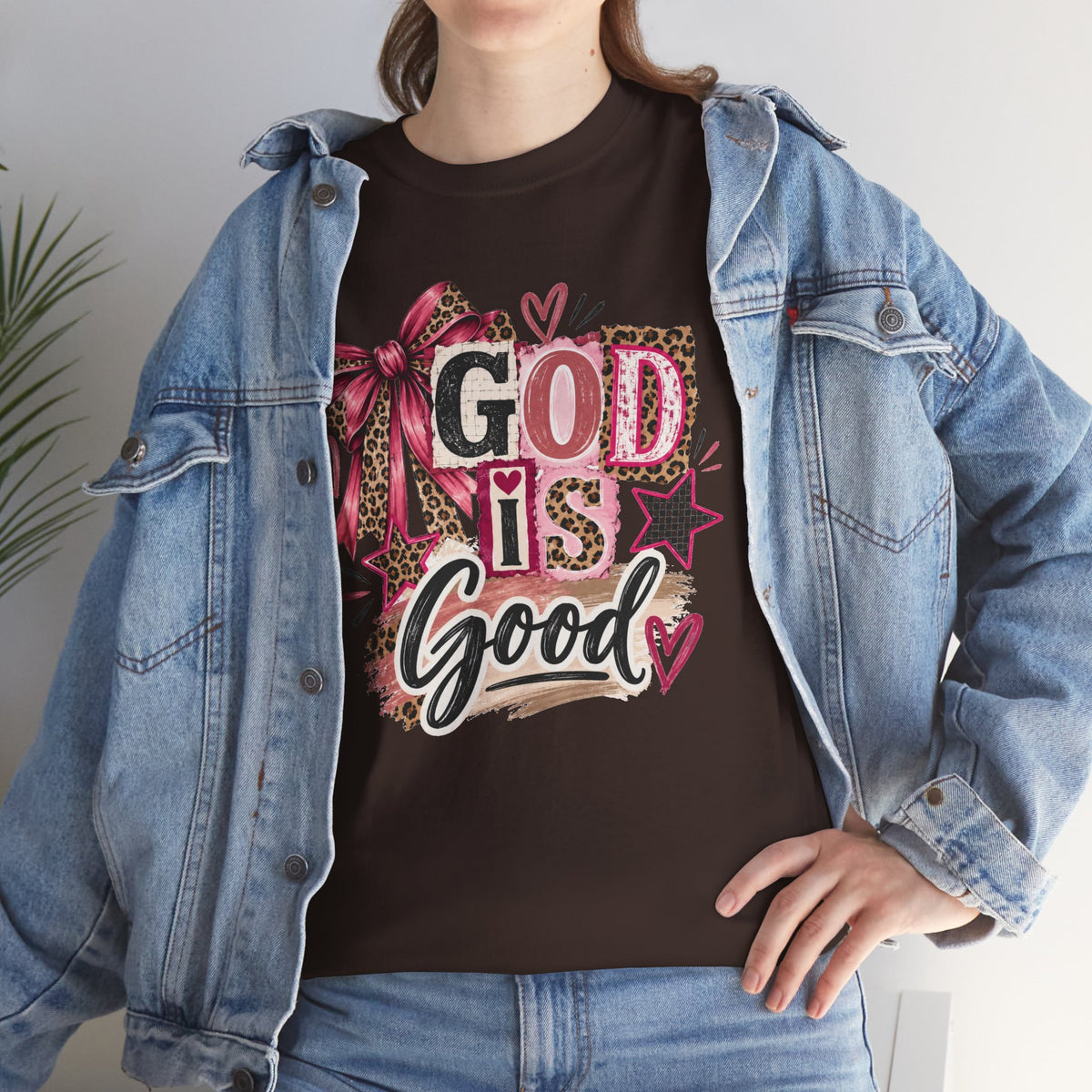 God Is Good Leopard Bow Christian T-Shirt