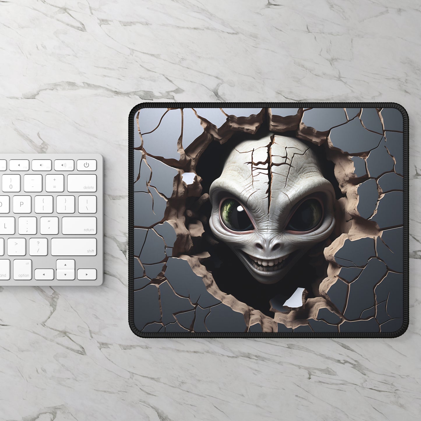 Alien Peeking Through the Wall Mouse Pad