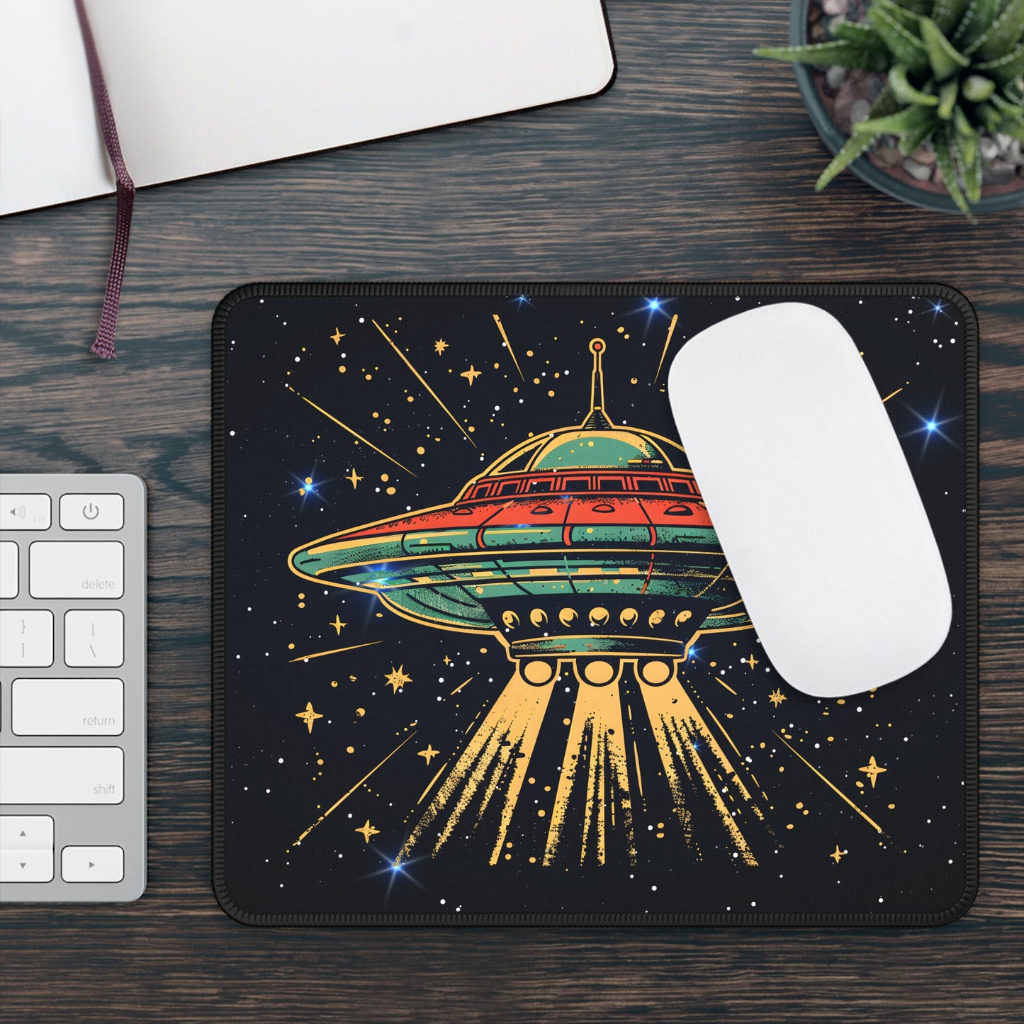 Retro Flying Saucer Mouse Pad