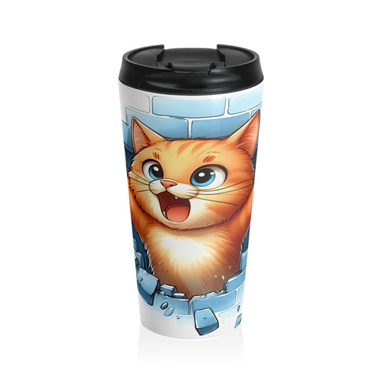 Happy Cat Mug – 15oz Stainless Steel Travel Cup