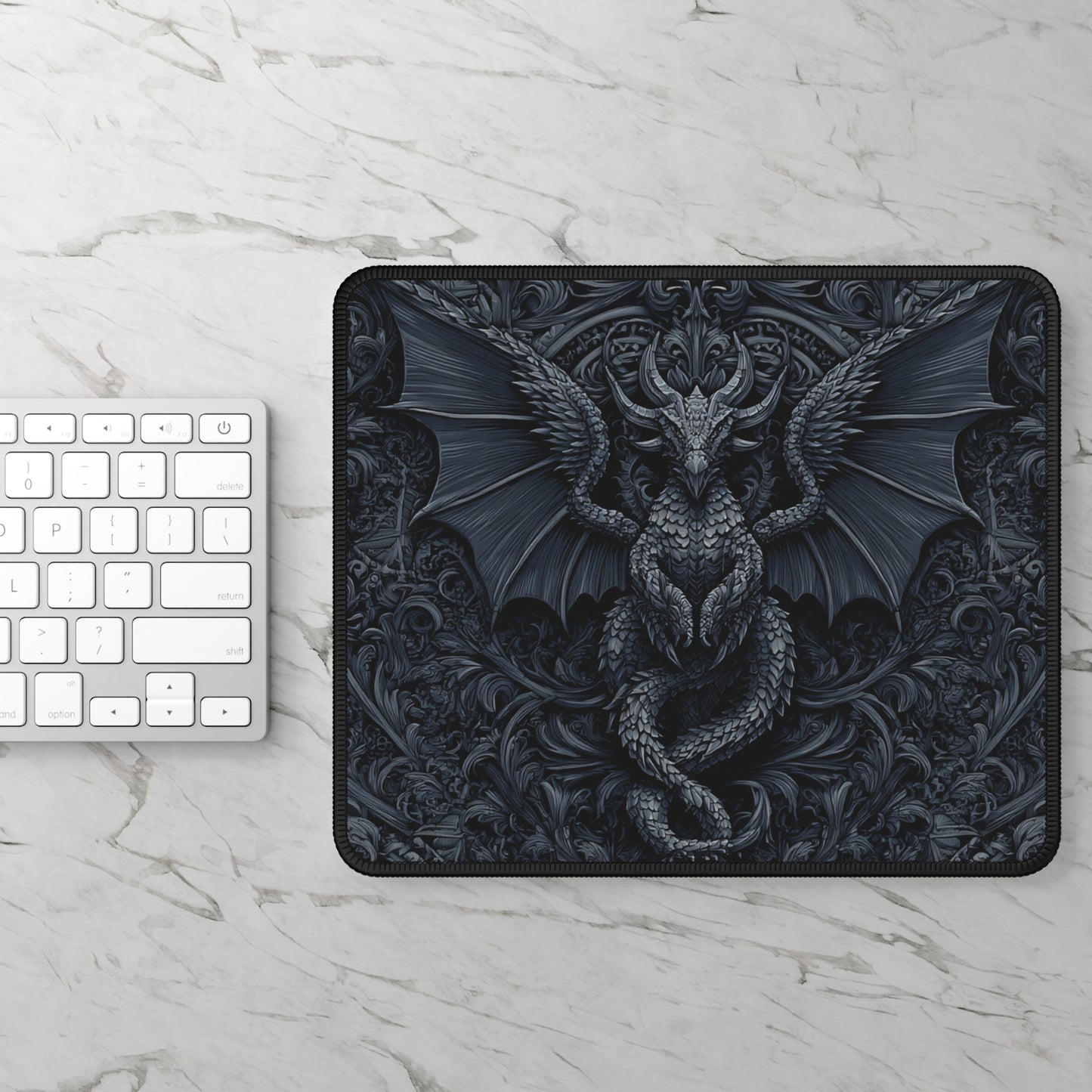 Midnight Obsidian Dragon Mouse Pad