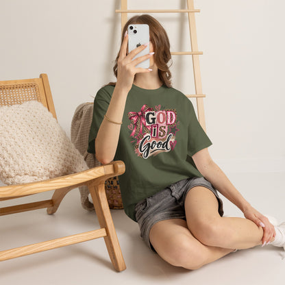 God Is Good Leopard Bow Christian T-Shirt