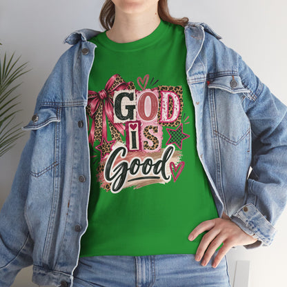 God Is Good Leopard Bow Christian T-Shirt
