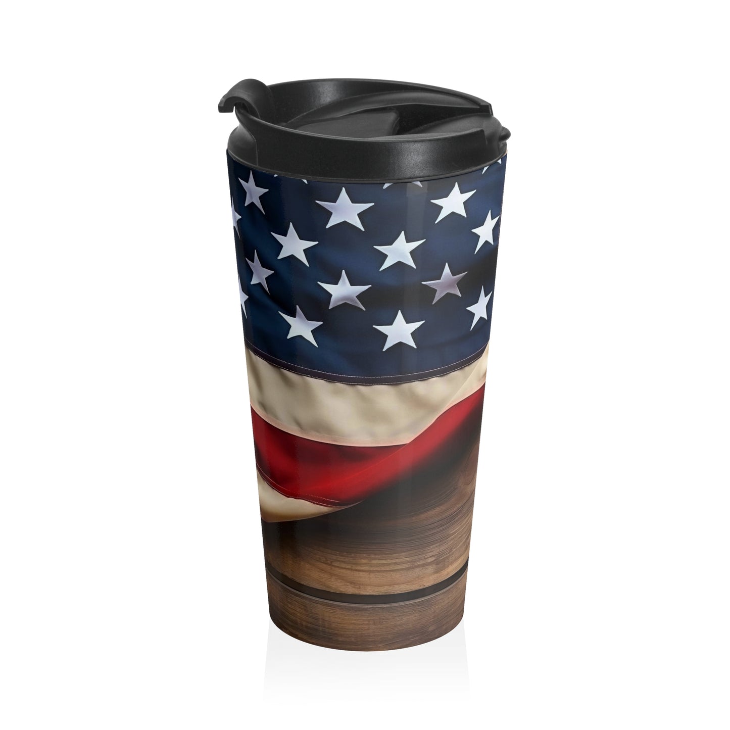 American Flag Barrel Travel Mug