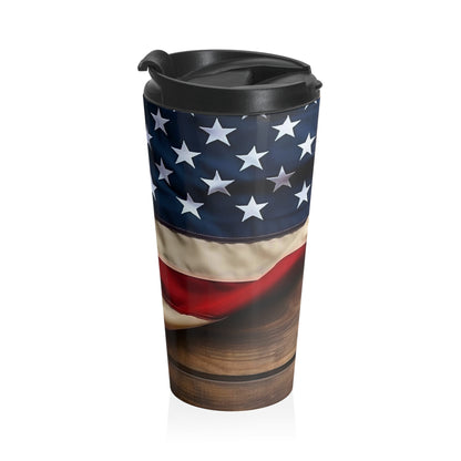 American Flag Barrel Travel Mug