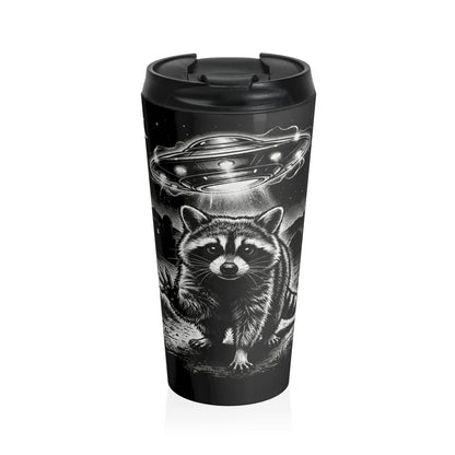 Alien Abduction Raccoon Stainless Steel Travel Mug