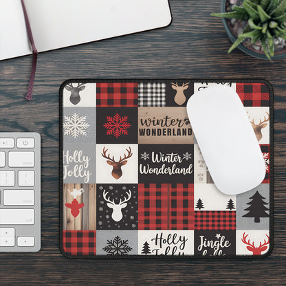 Rustic Christmas Patchwork Mouse Pad