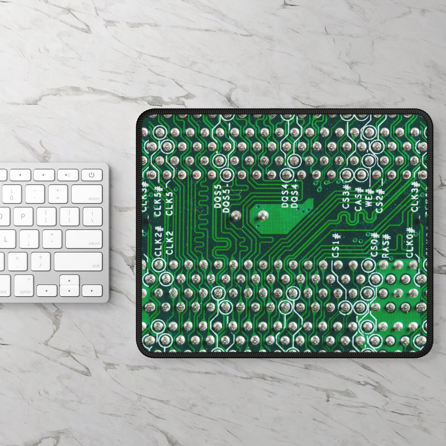 Green Circuit Grid Mouse Pad