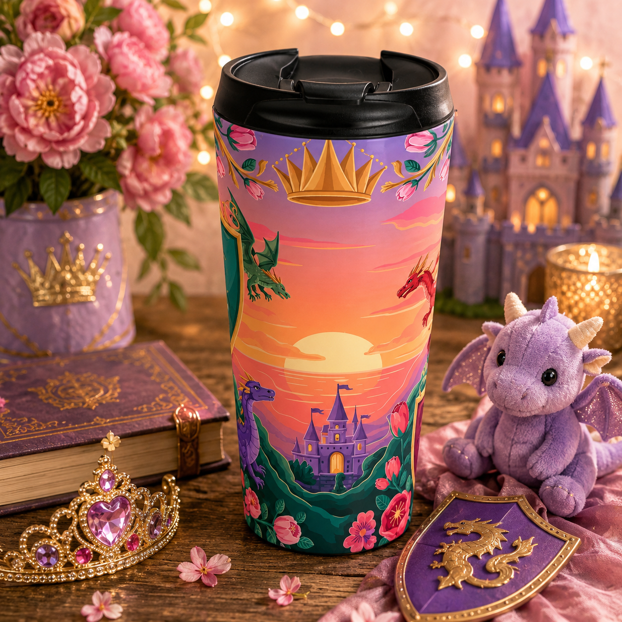 Enchanted Dragon Kingdom Stainless Steel Travel Mug (15oz)