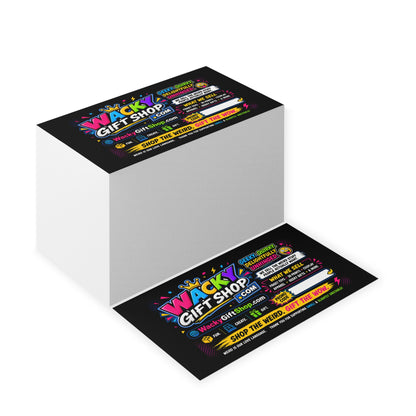 Wacky Gift Shop Business Cards — Bright Neon Promotional Card for Quirky Retail & Events