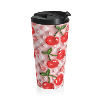 Cherry Bomb Pink Cherry Stainless Steel Travel Mug