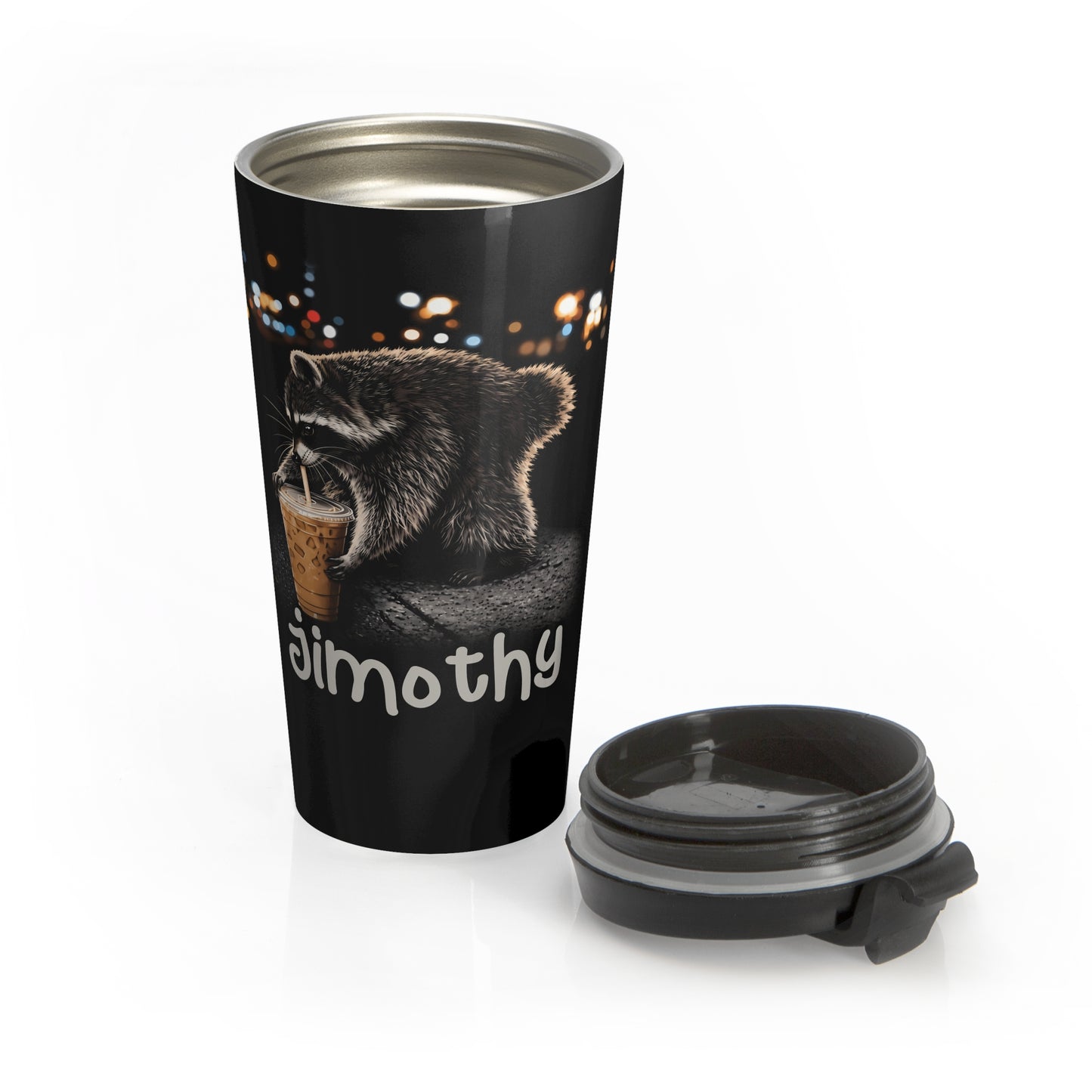 Jimothy the Coffee Bandit Stainless Steel Travel Mug (15oz)