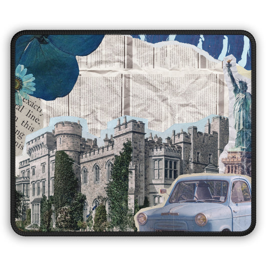 Vintage Wanderlust Mouse Pad – 9x7 Neoprene Desk Mat with Retro Travel Collage Design