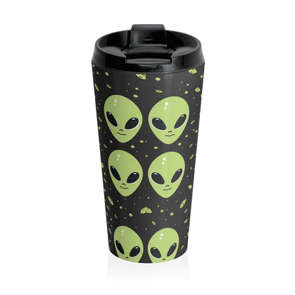 UFO Alien Pattern Stainless Steel Travel Mug – 15oz