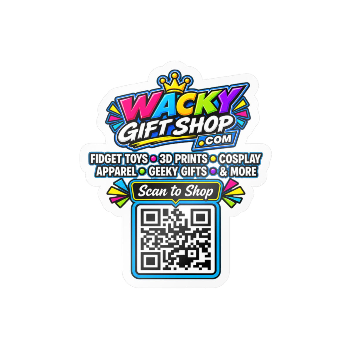 Scan to Shop WackyGiftShop.com QR Code Kiss-Cut Vinyl Sticker