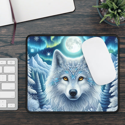 Arctic Moon Wolf Mouse Pad