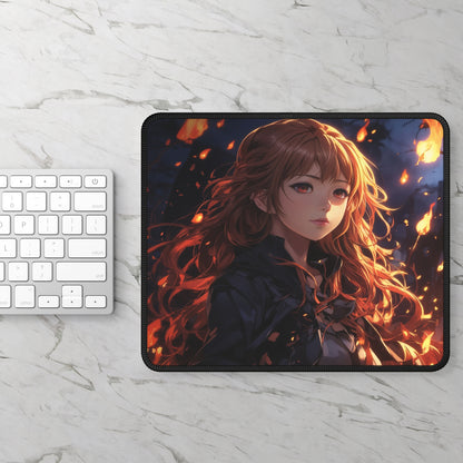 Fire Spirit Anime Girl Mouse Pad