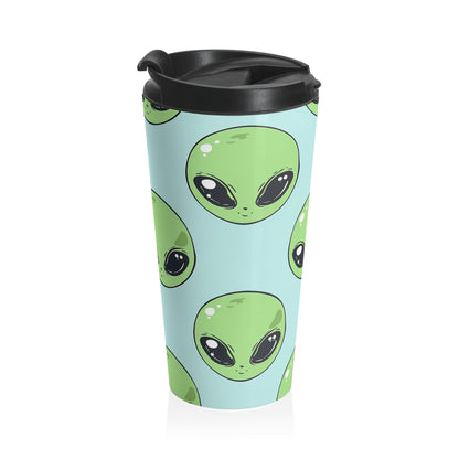 Pastel Alien Pattern Stainless Steel Travel Mug – 15oz
