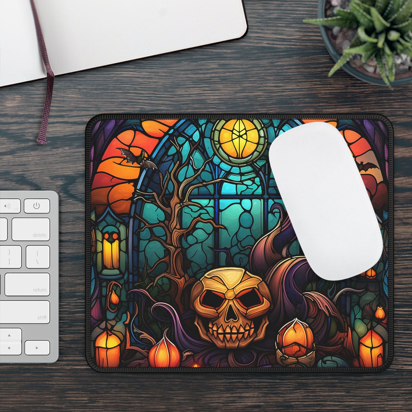 Gothic Stained Glass Skull Mouse Pad