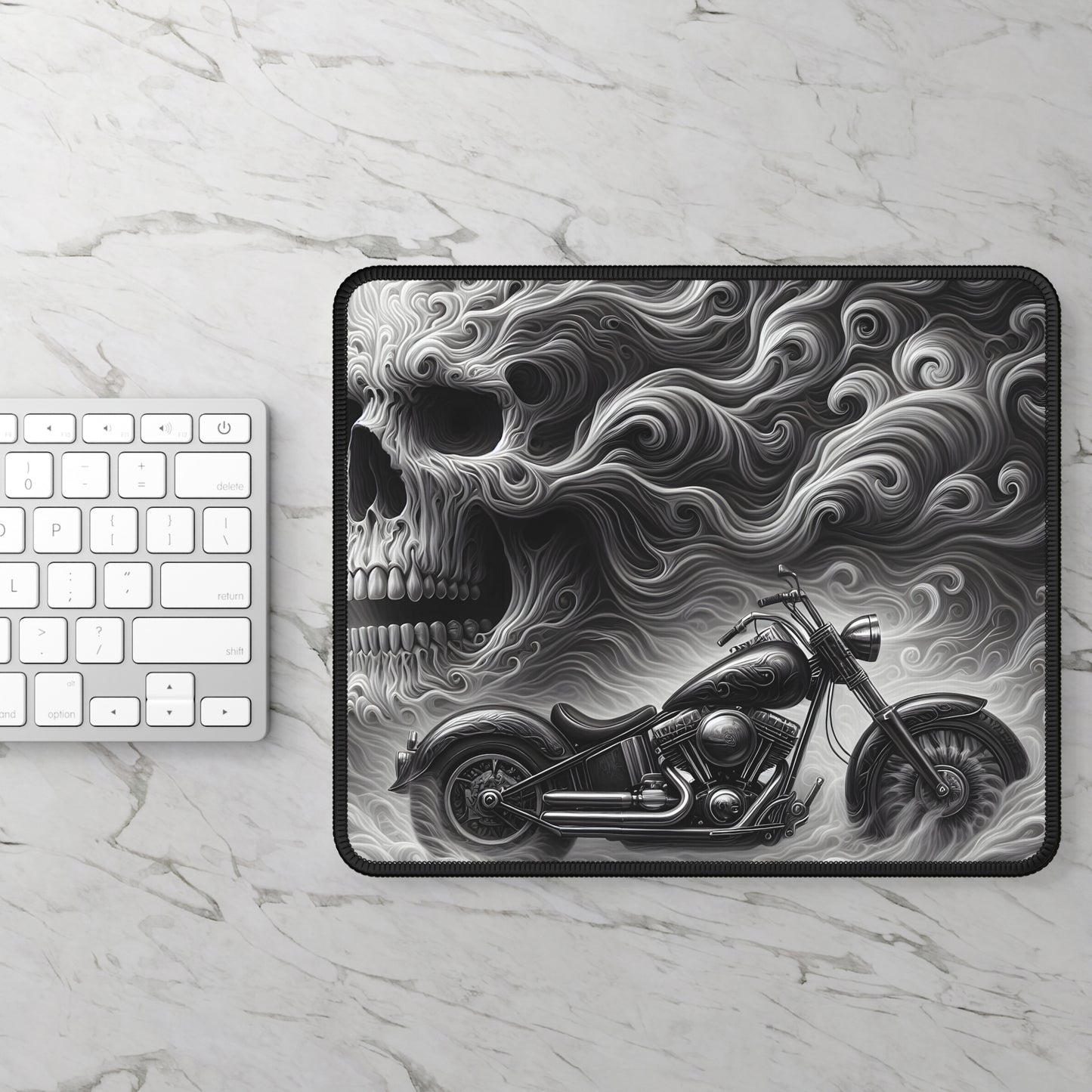 Smoke and Steel Skull Rider Mouse Pad