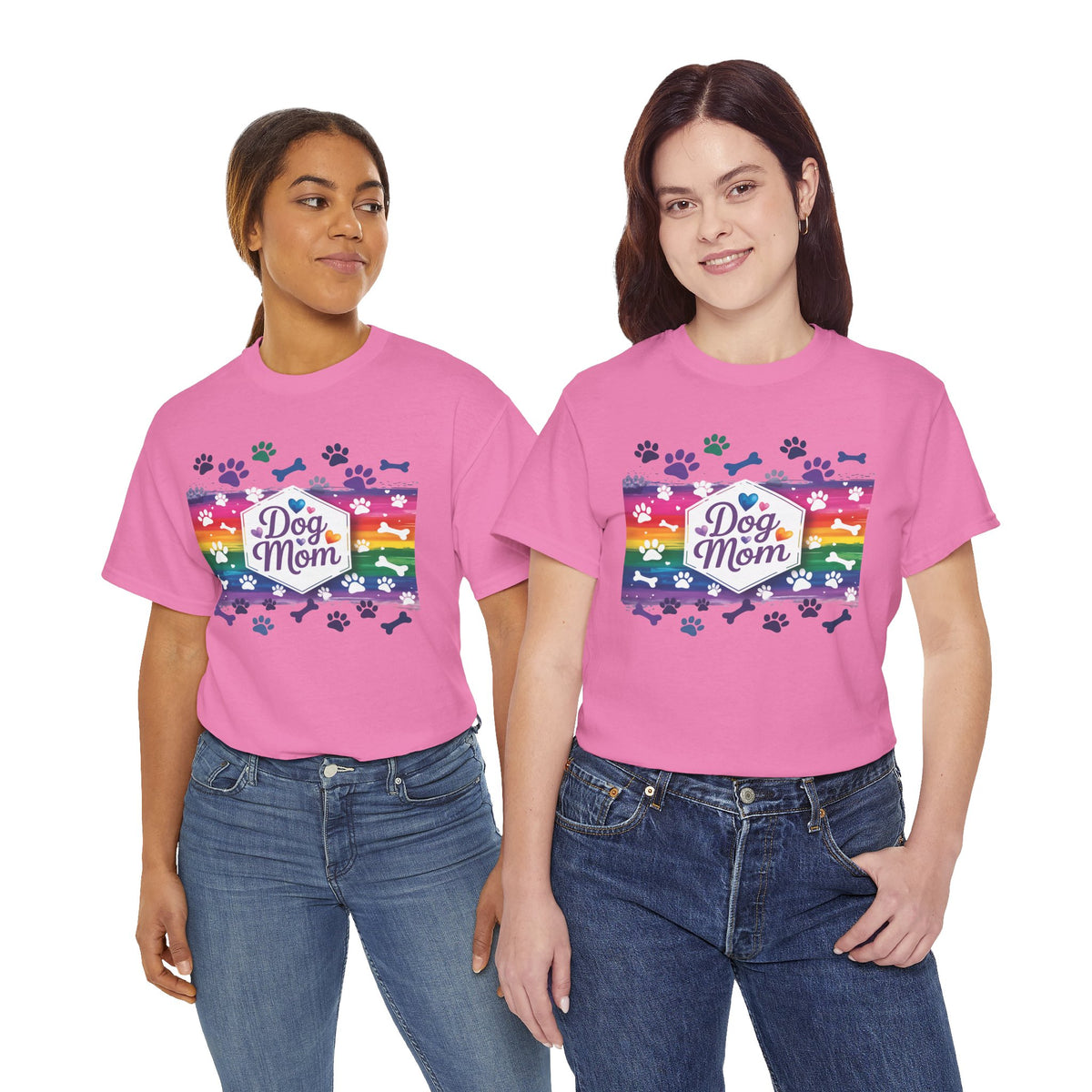 Dog Mom Rainbow Paw Print T-Shirt