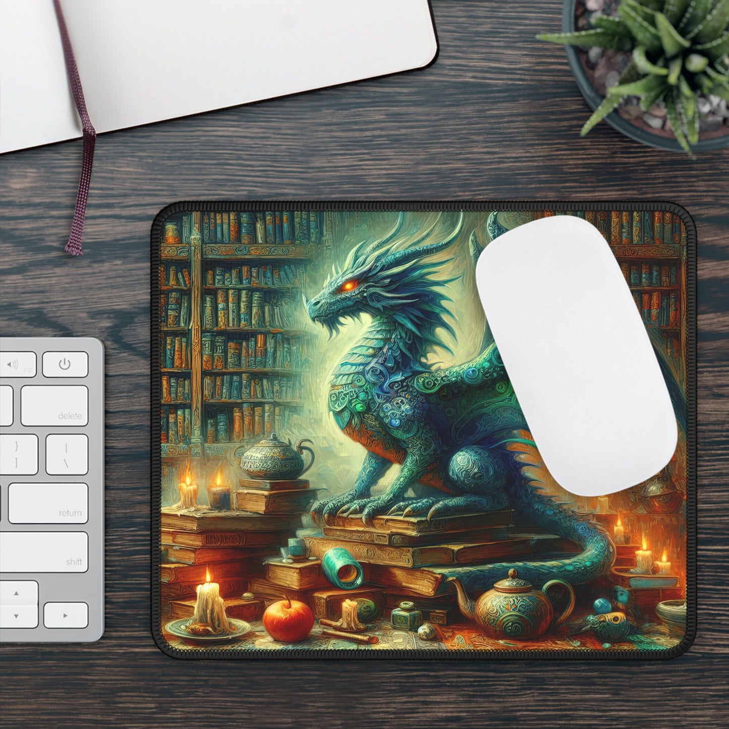 Eldritch Library Dragon Mouse Pad