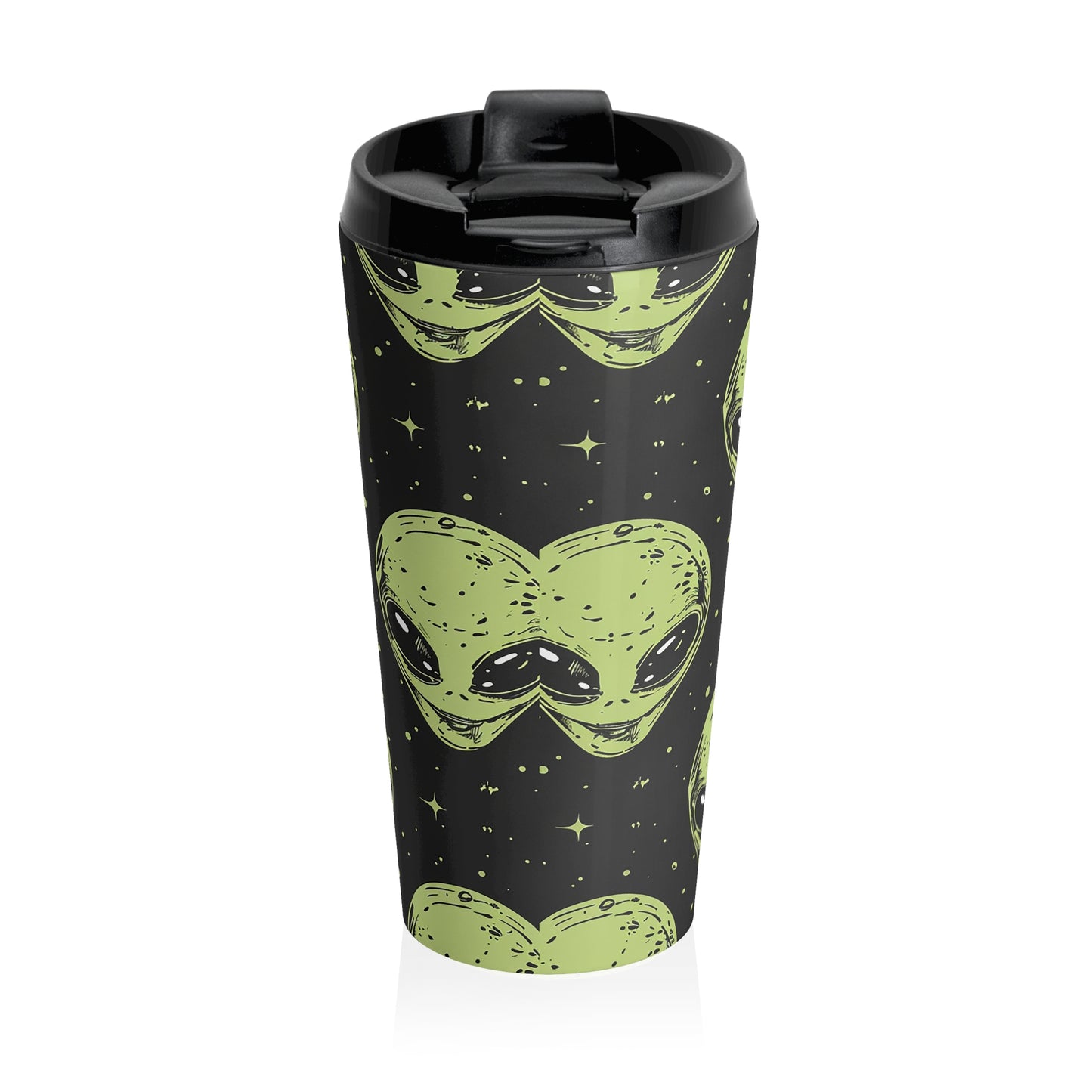 Galactic Alien Pattern Stainless Steel Travel Mug – 15oz
