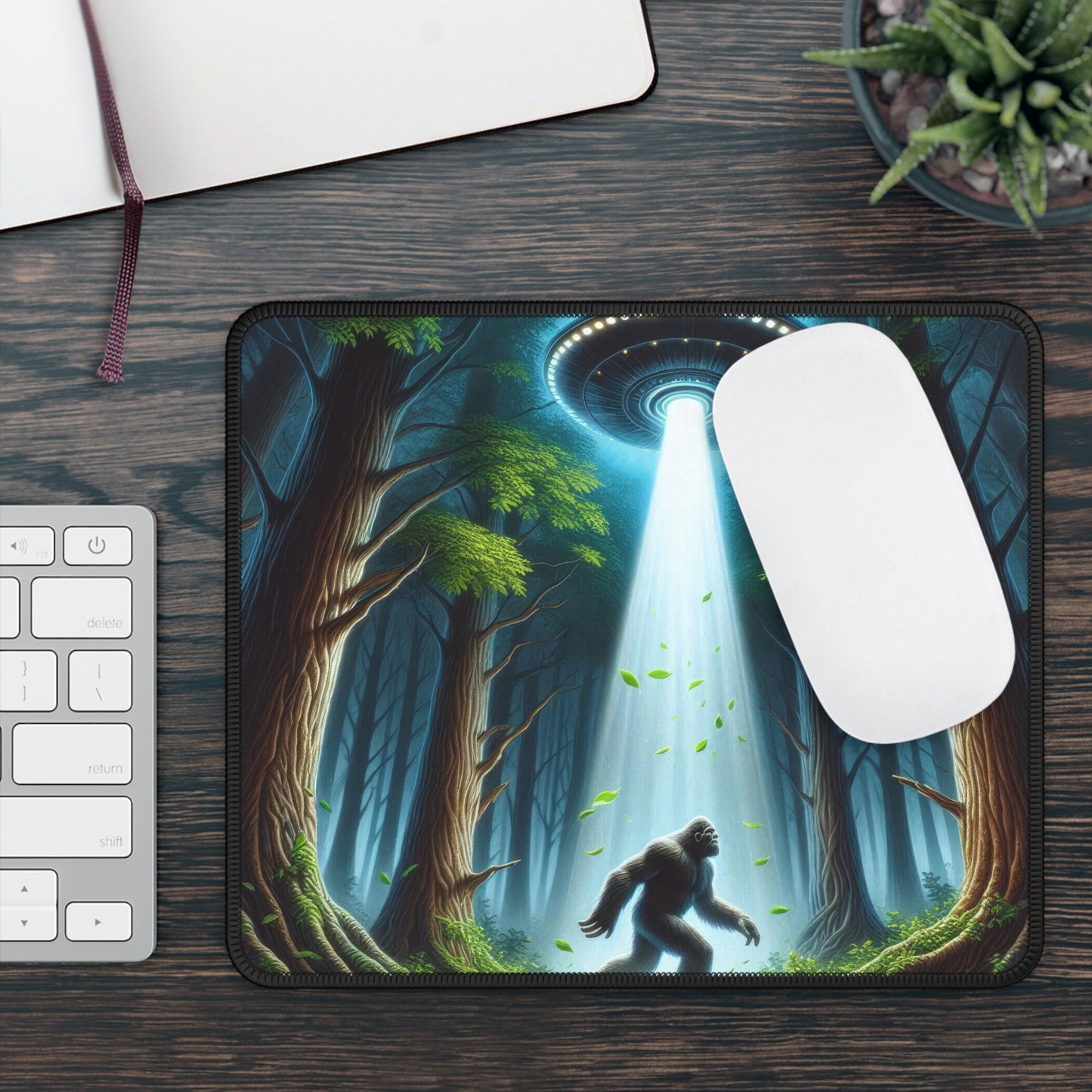 Bigfoot UFO Abduction Mouse Pad