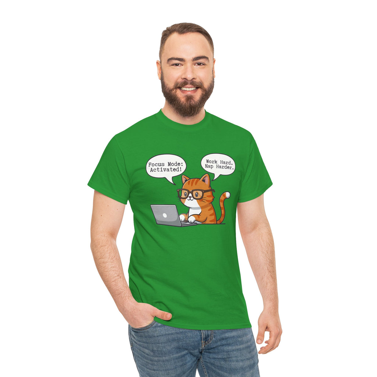 Focus Mode Activated – Work Hard, Nap Harder Cat T-Shirt