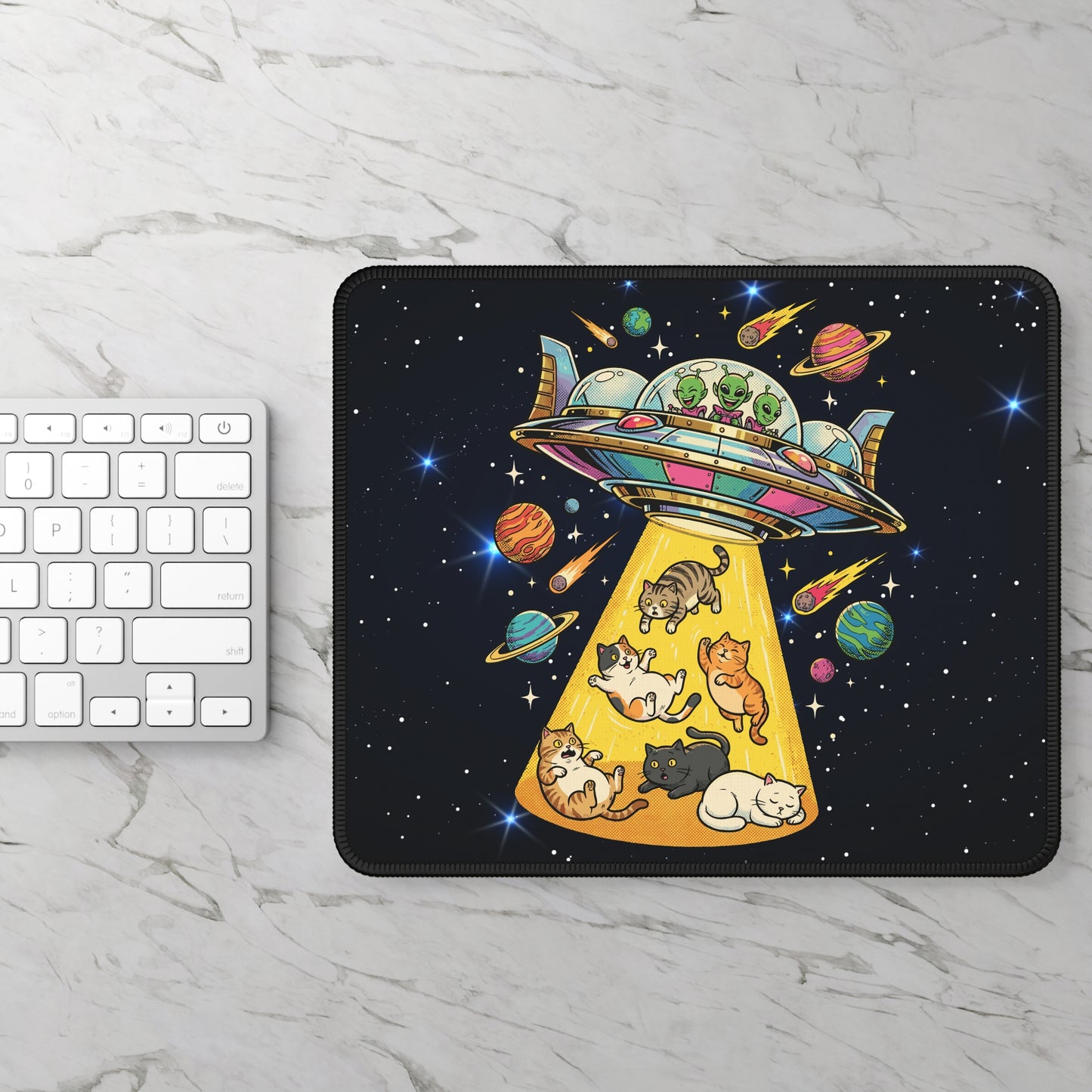 Alien Cat Abduction Mouse Pad