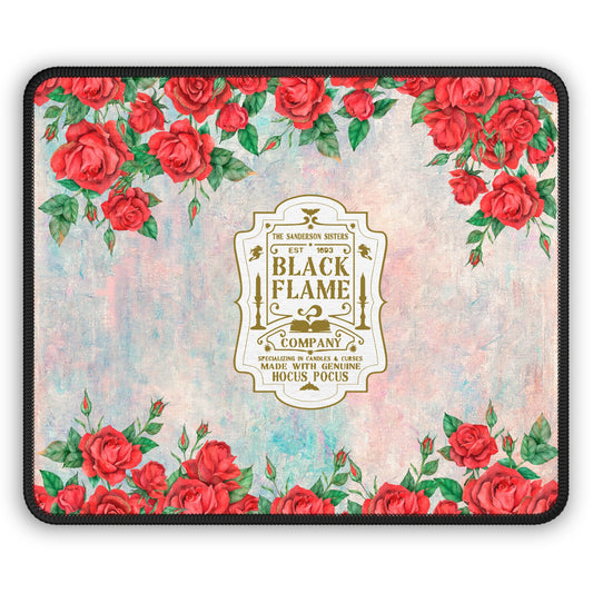 Black Flame Company Rose Edition Gaming Mouse Pad – 9x7 Neoprene Desk Mat for Gamers and Witchy Workspaces