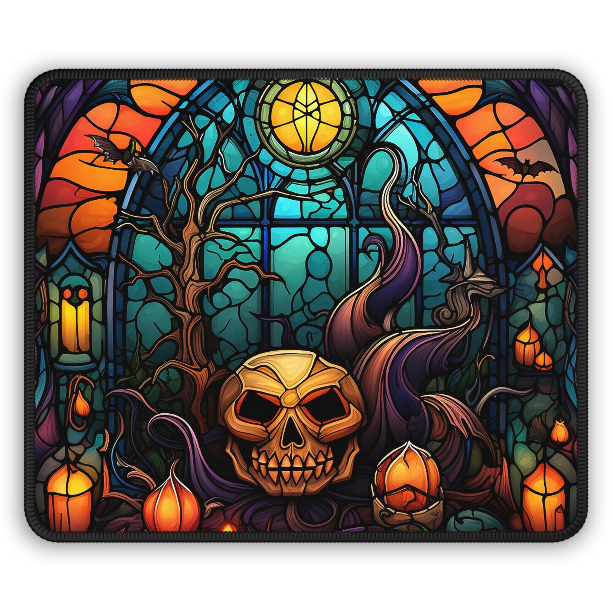 Gothic Stained Glass Skull Mouse Pad
