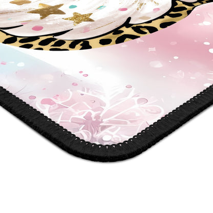Pink Leopard Santa Mouse Pad