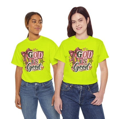 God Is Good Leopard Bow Christian T-Shirt