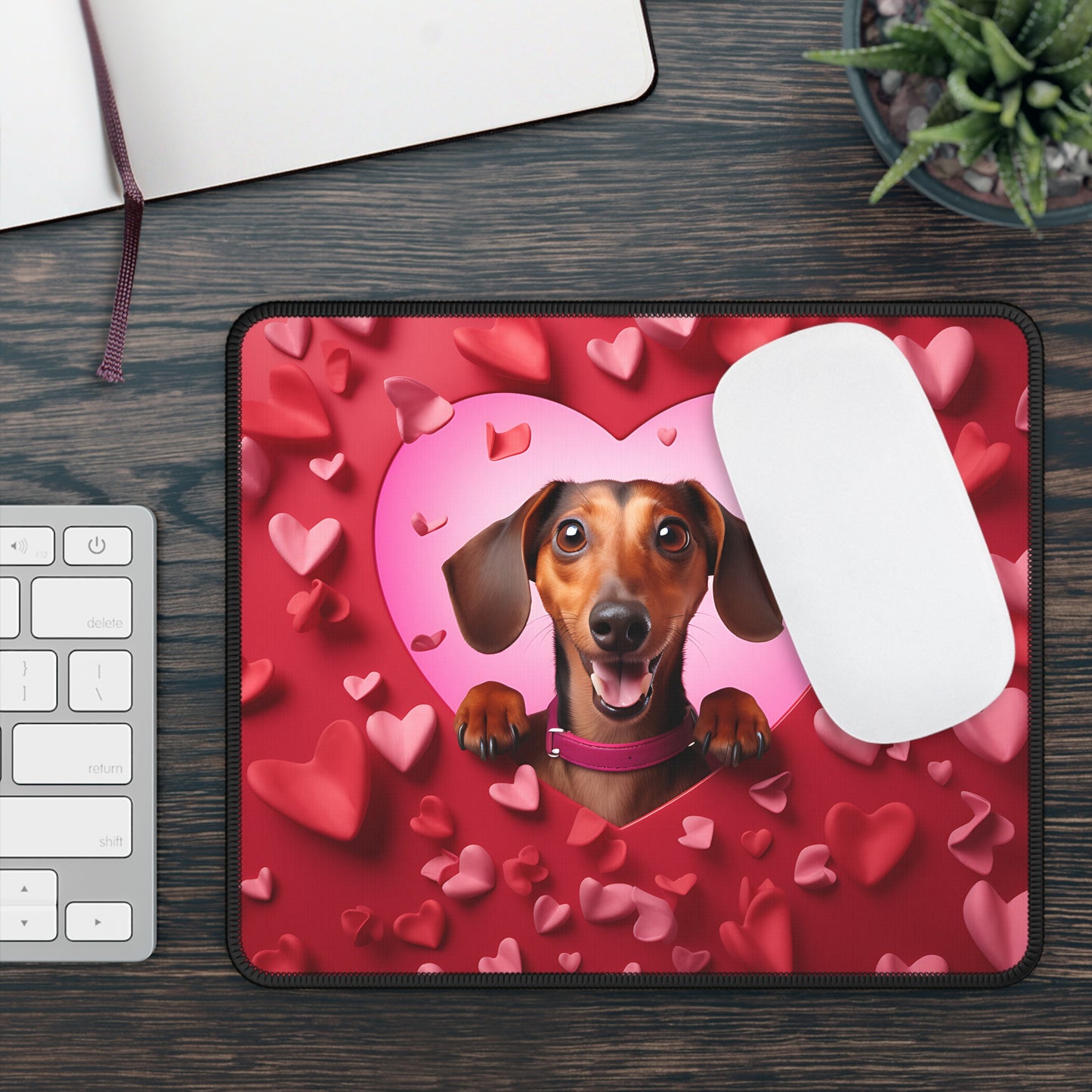 Dachshund Love Peek Mouse Pad