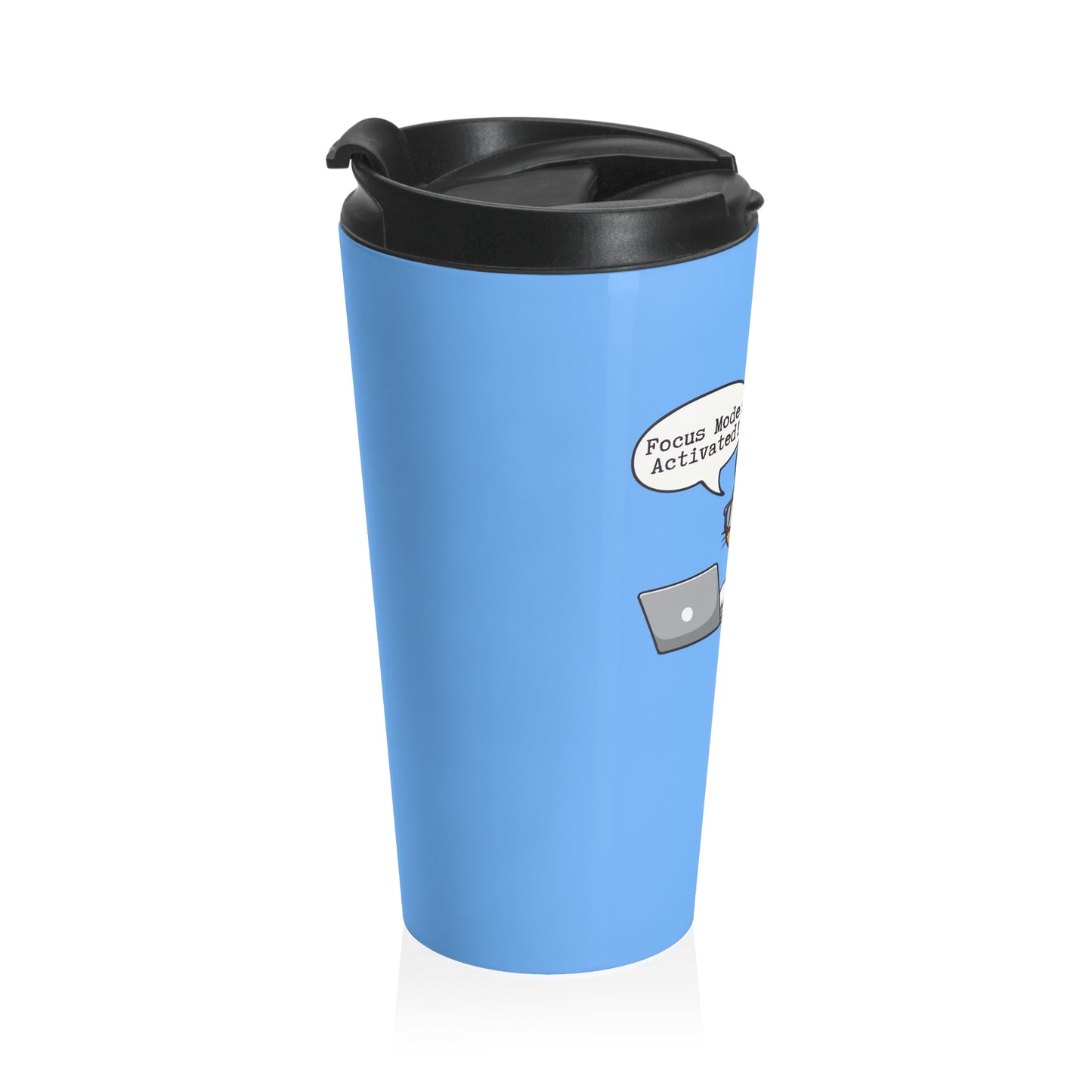 Focus Mode Activated! Funny Cat Stainless Steel Travel Mug (15oz)