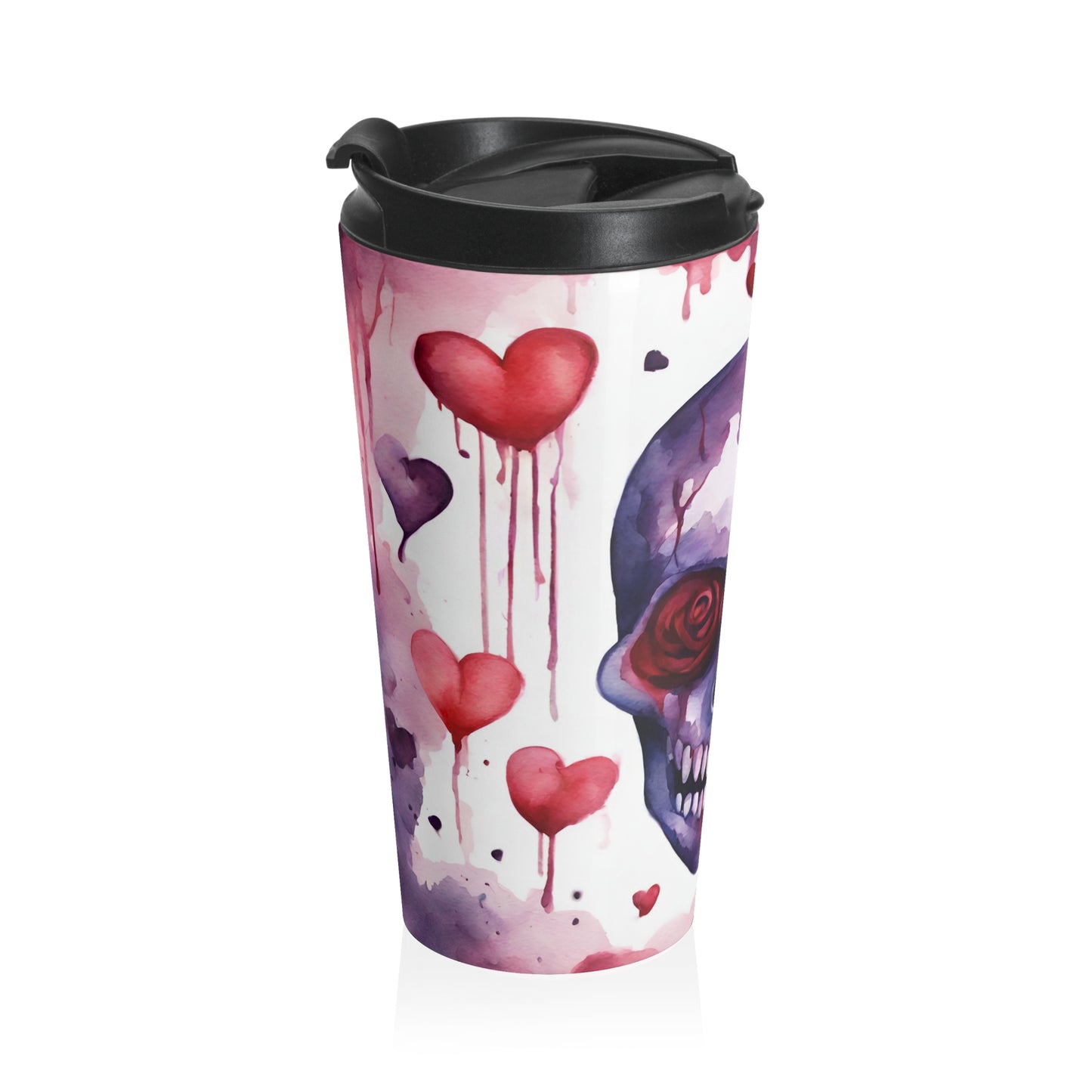 Crimson Love Skull Travel Mug