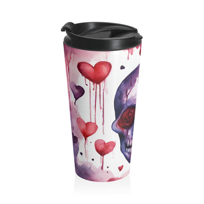 Crimson Love Skull Travel Mug
